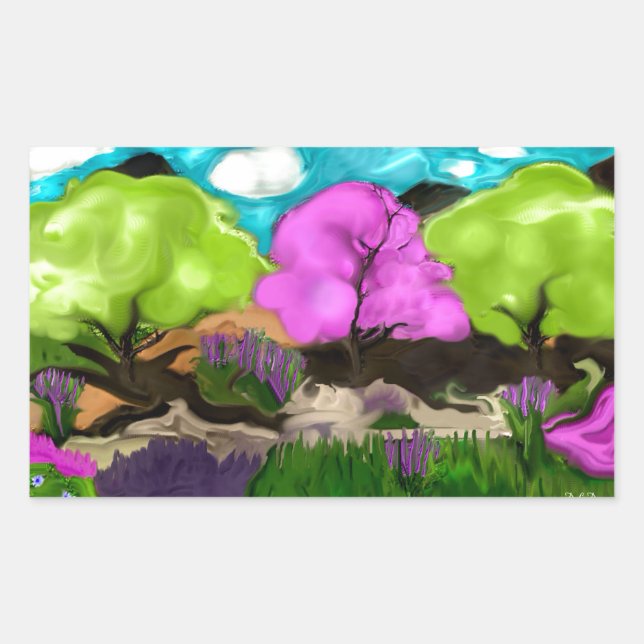 Adesivo Retangular Árvores abstrato (Frente)