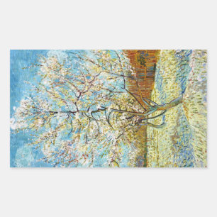 Adesivo Retangular Árvores de pêssego na flor Vincent van Gogh