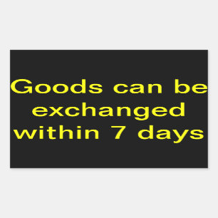 Adesivo Retangular As mercadorias podem ser trocadas no prazo de 7 di