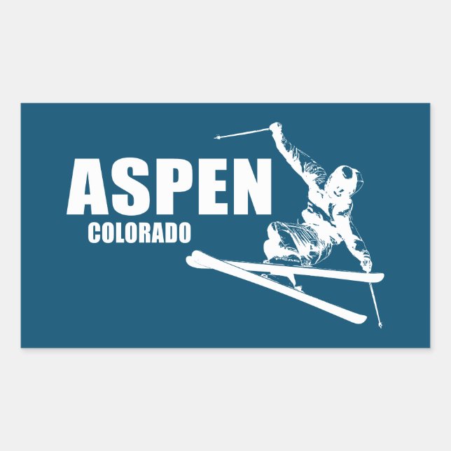 Adesivo Retangular Aspen Colorado Skier (Frente)