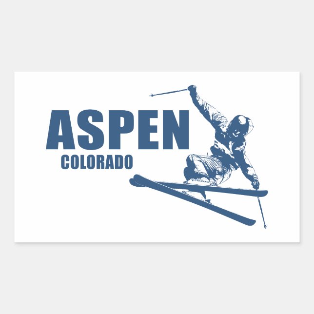 Adesivo Retangular Aspen Colorado Skier (Frente)