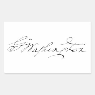 Adesivo Retangular assinatura autógrafo George Washington presidente