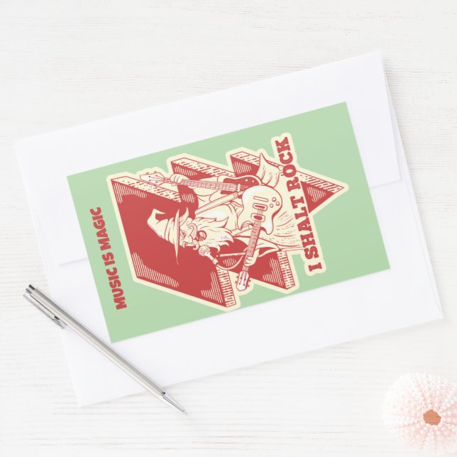 Adesivo Retangular Assistente tocando violão (Envelope)