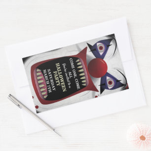 Adesivo Retangular Assustador Palhaço do Festa de Halloween Horror d