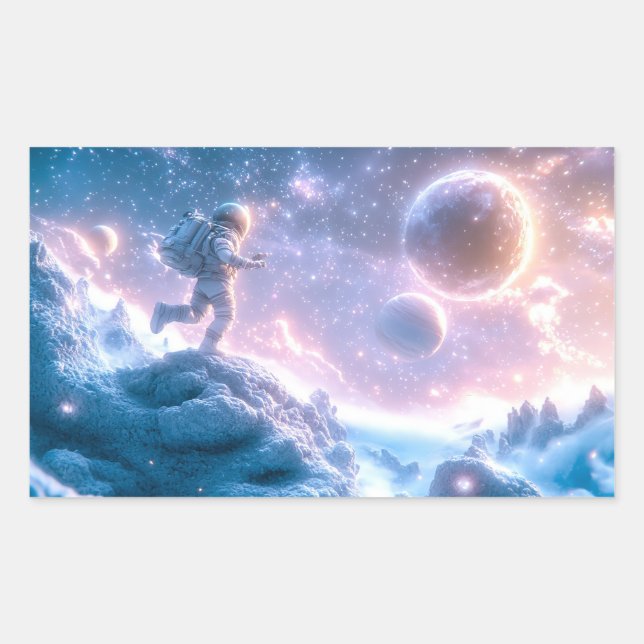 Adesivo Retangular Astronauta Saltante (Frente)