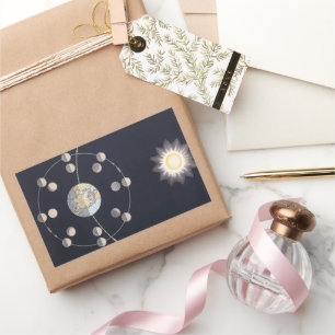 Adesivo Retangular Astronomia do vintage, fases da lua com terra