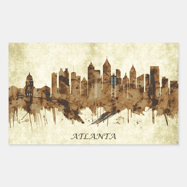 Adesivo Retangular Atlanta Georgia Cityscape (Frente)