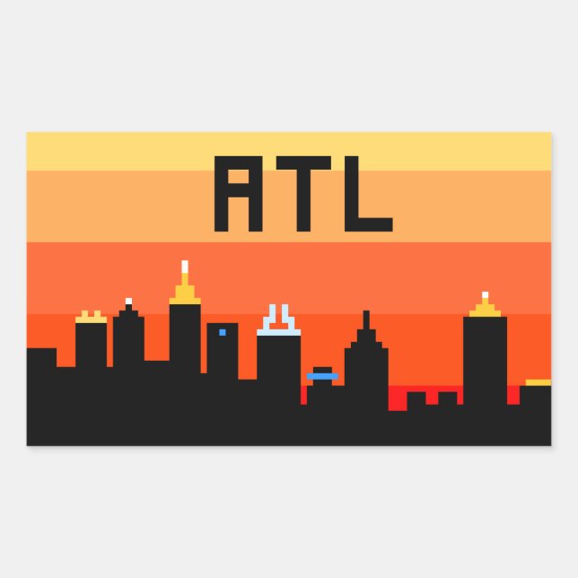 Adesivo Retangular Atlanta Skyline ATL de 8 Bits (Frente)