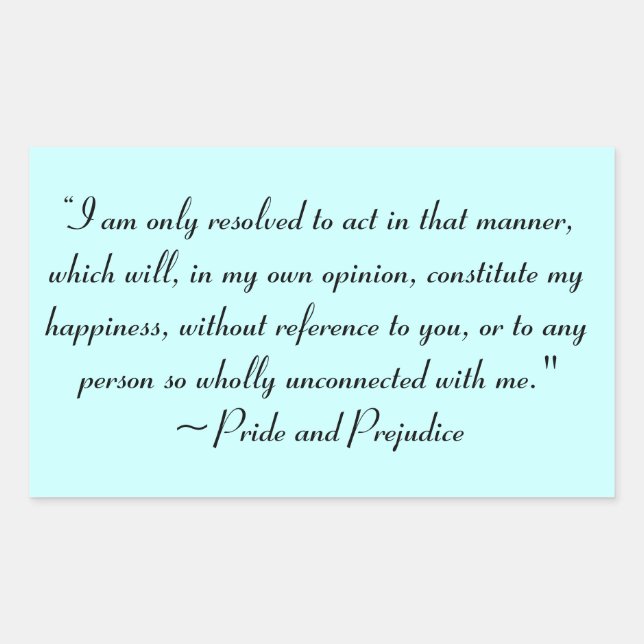 Adesivo Retangular Ato de forma a constituir a felicidade Jane Austen (Frente)