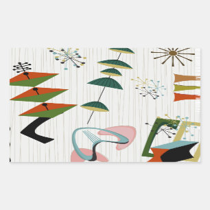 Adesivo Retangular Atômico retro da Eames-Era inspirado