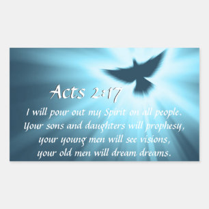 Adesivo Retangular Atos 2:17 Vou derramar meu espírito, Bíblia Verso