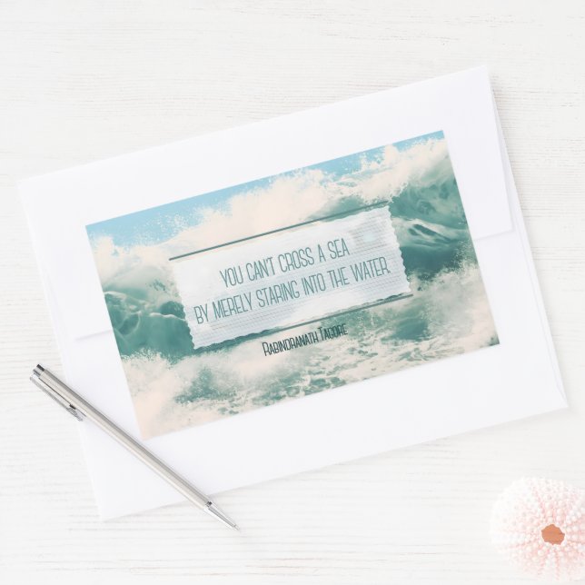 Adesivo Retangular "Atravesse um mar" Citação Inspiracional (Envelope)