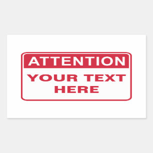 Adesivo Retangular Attention Sign, template