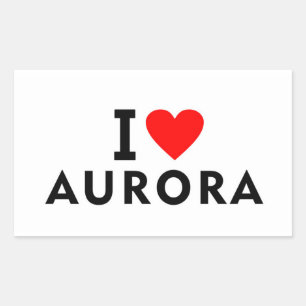 Adesivo Retangular Aurora Estados Unidos América EUA cidade coração a