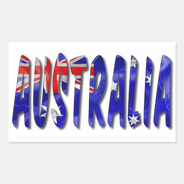 Adesivo Retangular Austrália Palavra com Textura de Sinalizador (Frente)