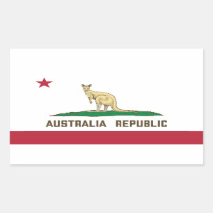 Adesivo Retangular Austrália República da Califórnia Flag Kangaroo