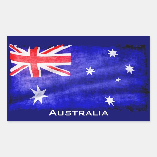 Adesivo Retangular Australiano, Aussie Flag, Downunder Patriotic Flag (Frente)
