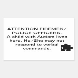 Adesivo Retangular Autismo Incêndio/Vinhetas de Segurança de Emergênc