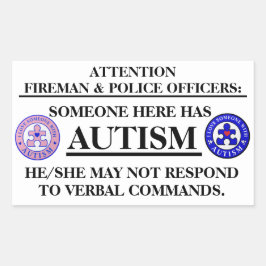 Adesivo Retangular AutismPuzzlePiece.com Autism Fire/Emergency Safety
