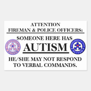 Adesivo Retangular AutismPuzzlePiece.com Autism Fire/Emergency Safety