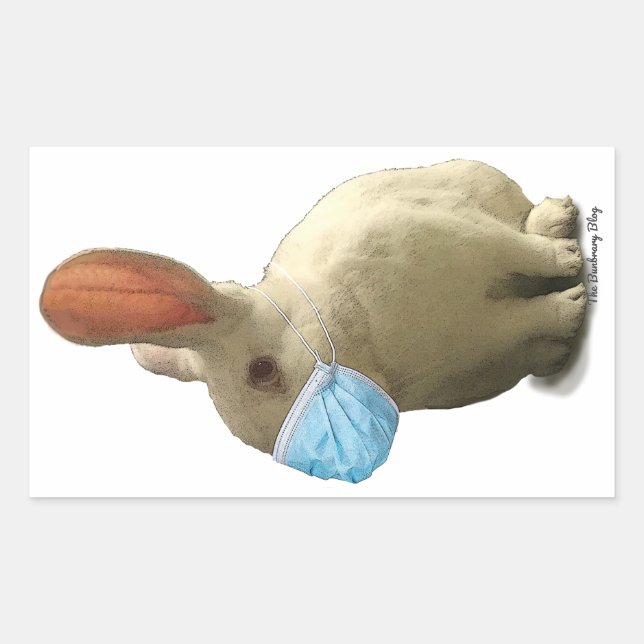 Adesivo Retangular Autocolante COVID Mask Rabbit (branco) (Frente)