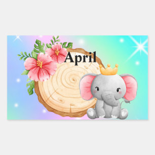 Adesivo Retangular Autocolante Personalizar Nome Elefante