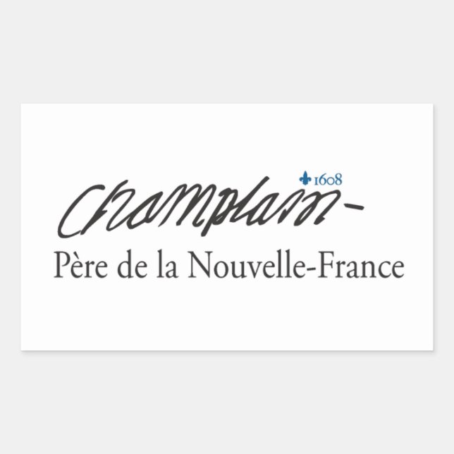 Adesivo Retangular Autocolante x20 Champlain pai Nova França (Frente)
