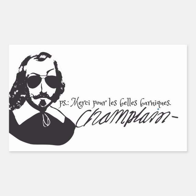 Adesivo Retangular Autocolante x20 Samuel Champlain Hipster óculos (Frente)