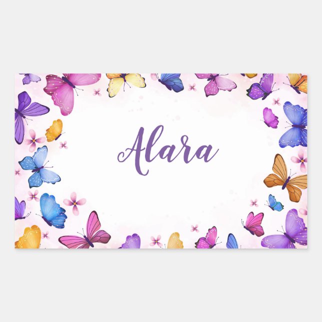 Adesivo Retangular Autocolantes de borboletas (Frente)