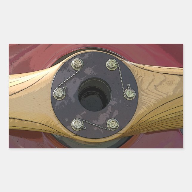 Adesivo Retangular Autocolantes de madeira de avião vermelho (Frente)