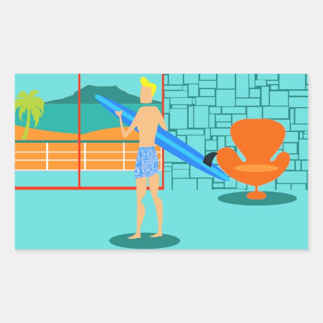 Adesivo Retangular Autocolantes de surfista (Frente)