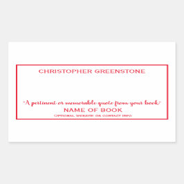 Adesivo Retangular Autora Assinatura Red Bookplate