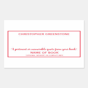 Adesivo Retangular Autora Assinatura Red Bookplate