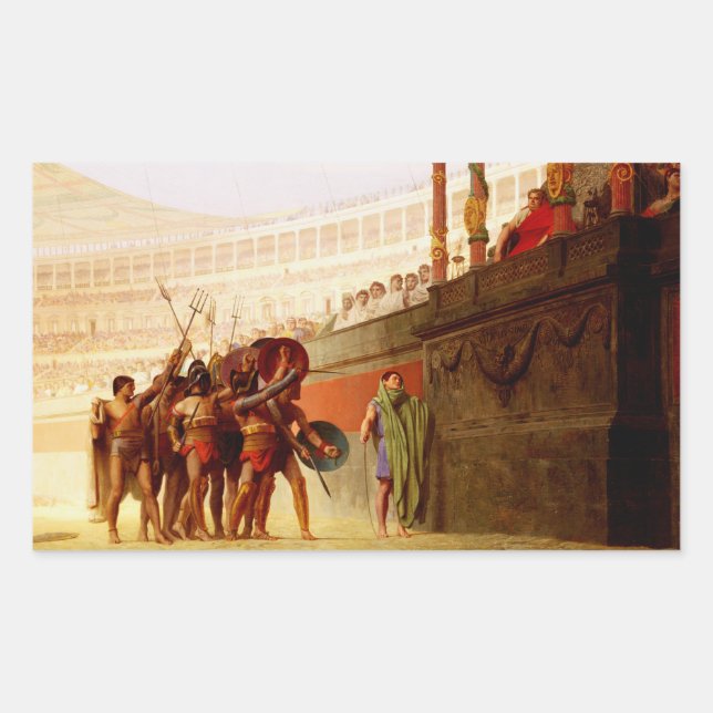 Adesivo Retangular Ave Caesar by Jean-Leon Gerome (Frente)