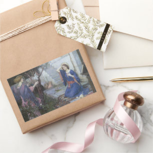 Adesivo Retangular Aviso pelo Waterhouse de JW, belas artes do