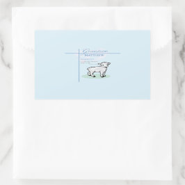 Adesivo Retangular Avô Baptism Blue Boy Lamb Personalizado