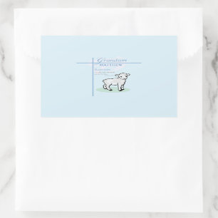 Adesivo Retangular Avô Baptism Blue Boy Lamb Personalizado
