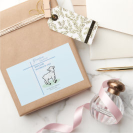 Adesivo Retangular Avô Baptism Blue Lamb Personalizado
