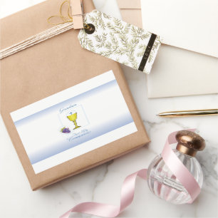 Adesivo Retangular Avô Primeira Comunhão, Chalice com Anfitrião