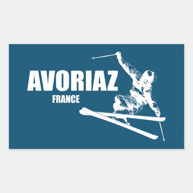 Adesivo Retangular Avoriaz France Skier (Frente)