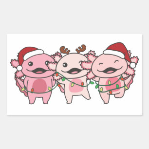 Adesivo Retangular Axolotl Christmas Christmas Animals Sweet Axolotls