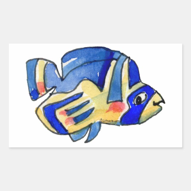 Adesivo Retangular Azul Cartoon Butterfly Fish (Frente)
