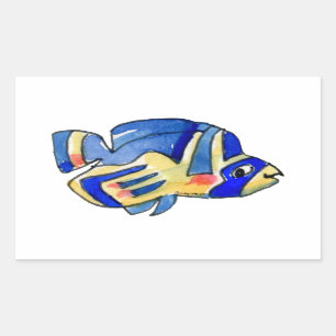 Adesivo Retangular Azul Cartoon Butterfly Fish
