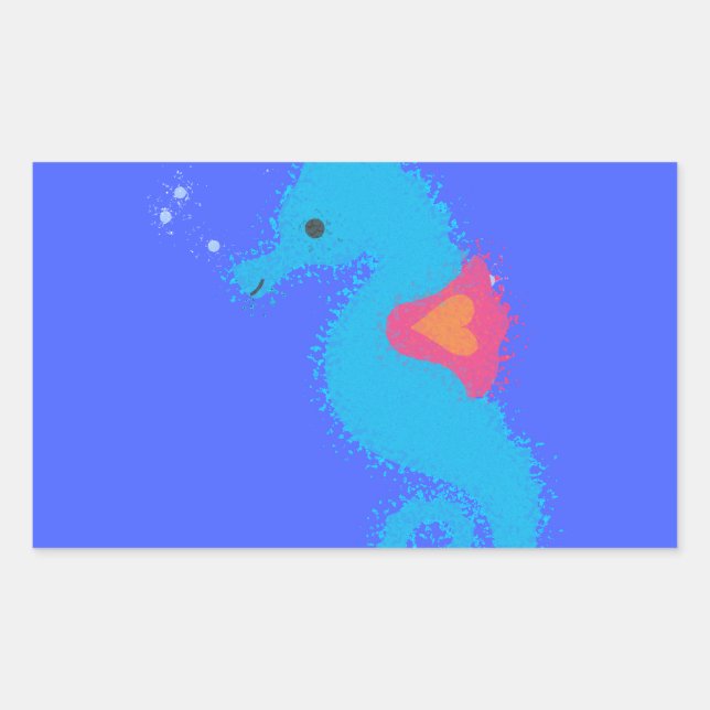 Adesivo Retangular Azul-Cartoon Seacavalo (Frente)