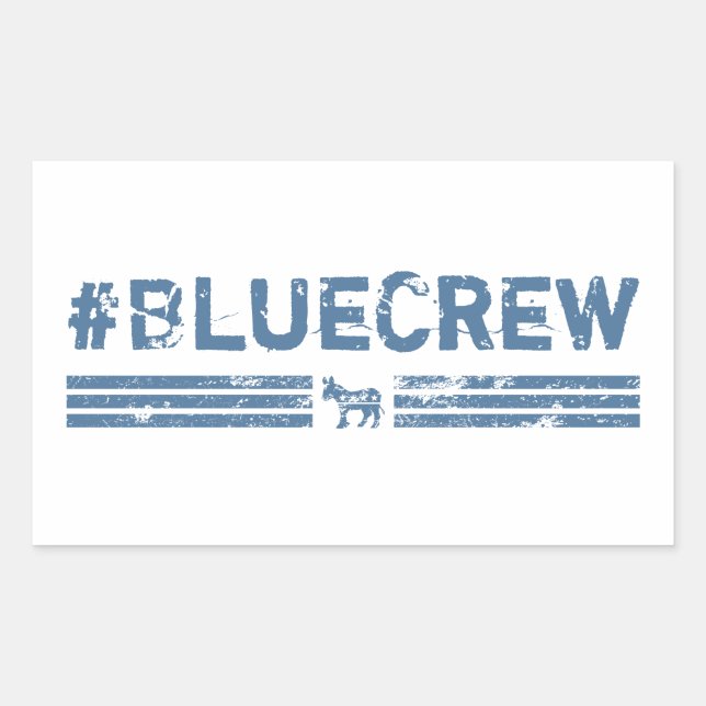 Adesivo Retangular Azul Crew Democrat (Frente)