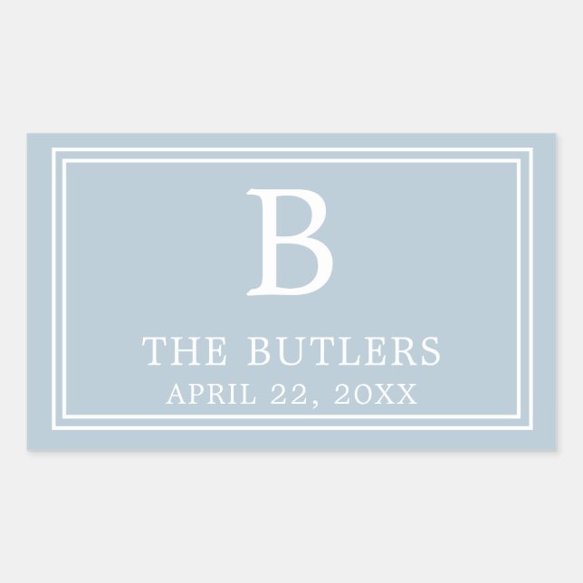 Adesivo Retangular Azul Empoeirado Moderno (Frente)