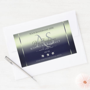 Adesivo Retangular Azul Prata Shimmery Rótulo do Produto Joias Monogr