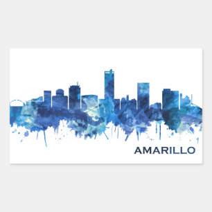 Adesivo Retangular Azul Skyline Amarillo Texas