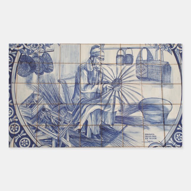 Adesivo Retangular Azulejos azulejo portugueses (Frente)