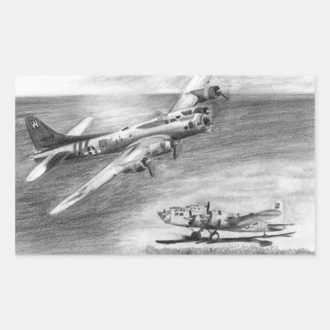Adesivo Retangular (B-17) Fortaleza Voadora (Frente)